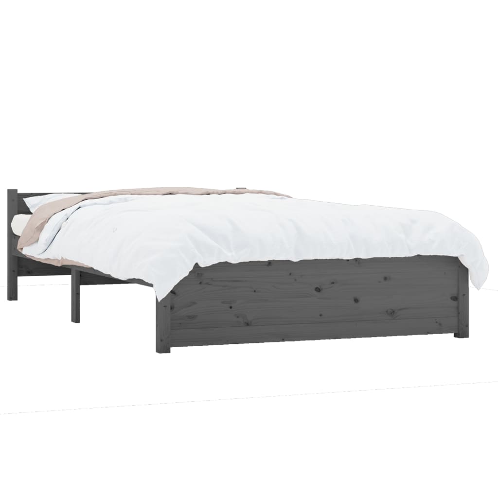 Bedframe Massief Hout Grijs 140X200 Cm