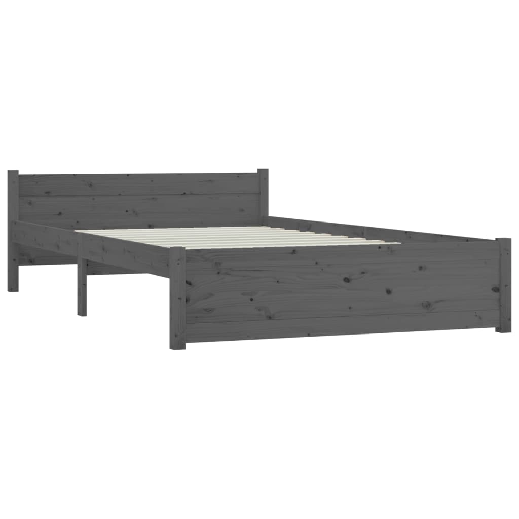 Bedframe Massief Hout Grijs 140X200 Cm