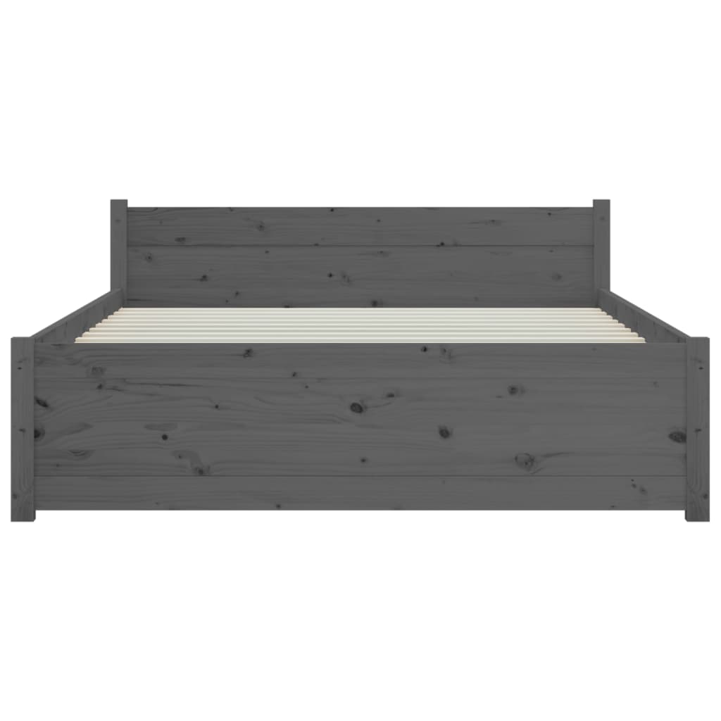 Bedframe Massief Hout Grijs 140X200 Cm