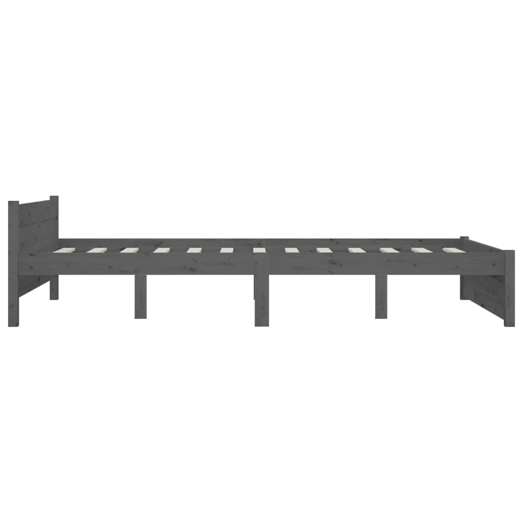 Bedframe Massief Hout Grijs 140X200 Cm