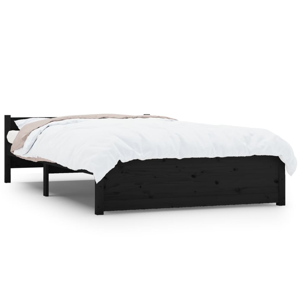 Bedframe Massief Hout Zwart 140X200 Cm
