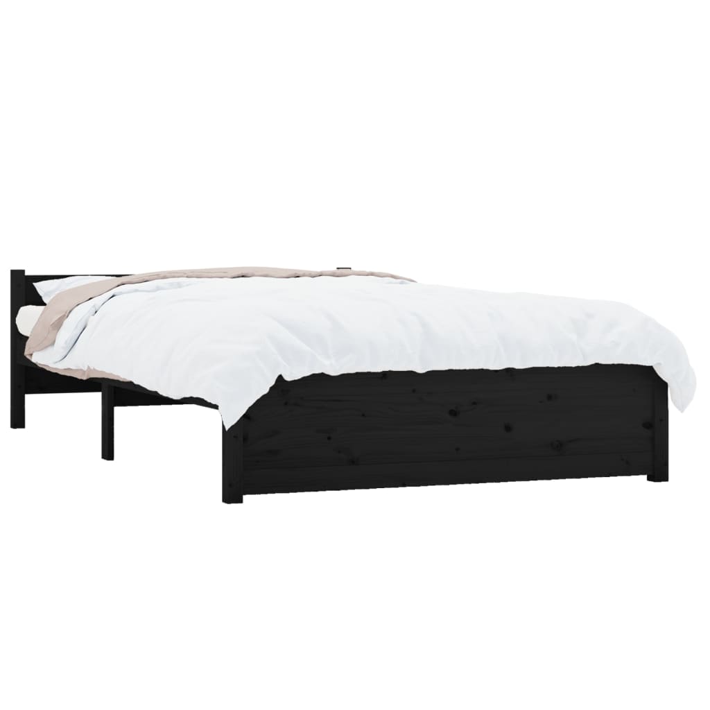 Bedframe Massief Hout Zwart 140X200 Cm