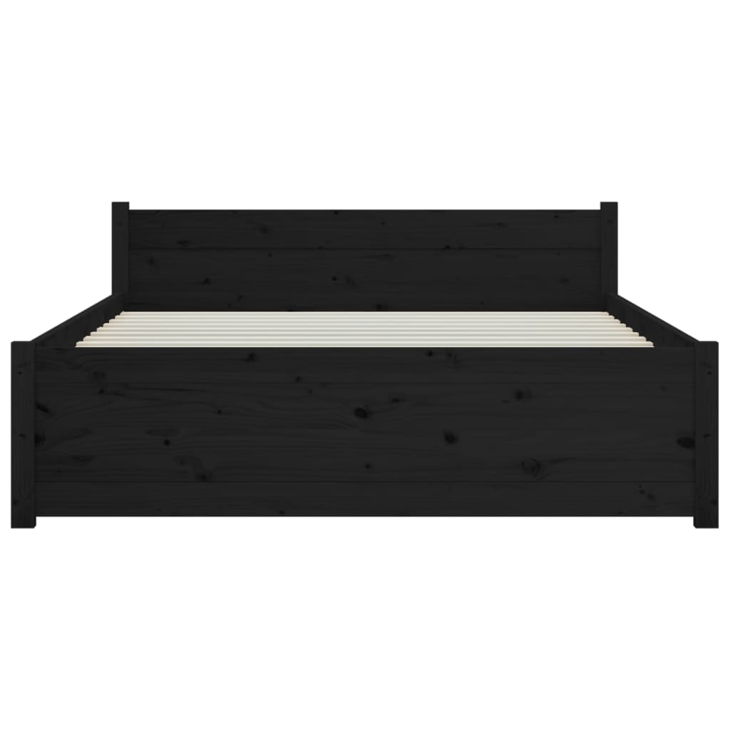 Bedframe Massief Hout Zwart 140X200 Cm