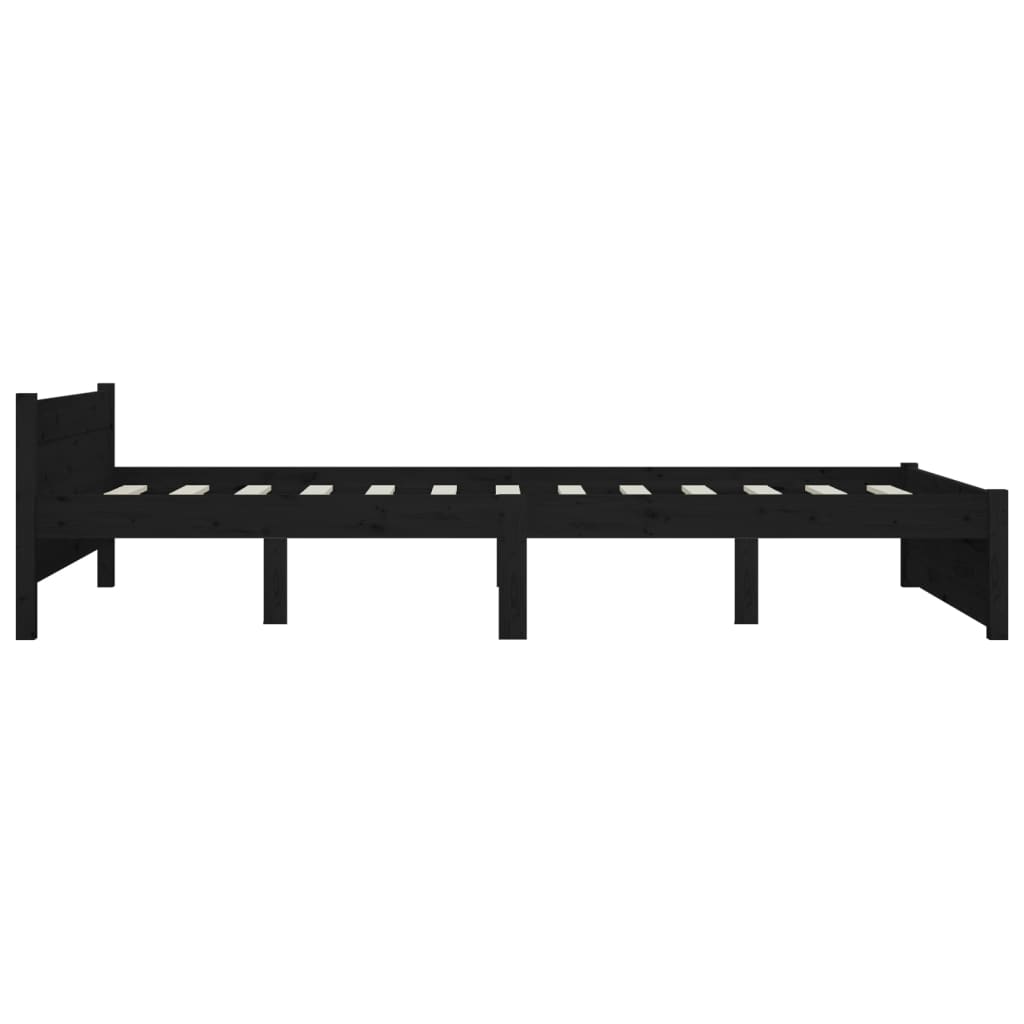 Bedframe Massief Hout Zwart 140X200 Cm