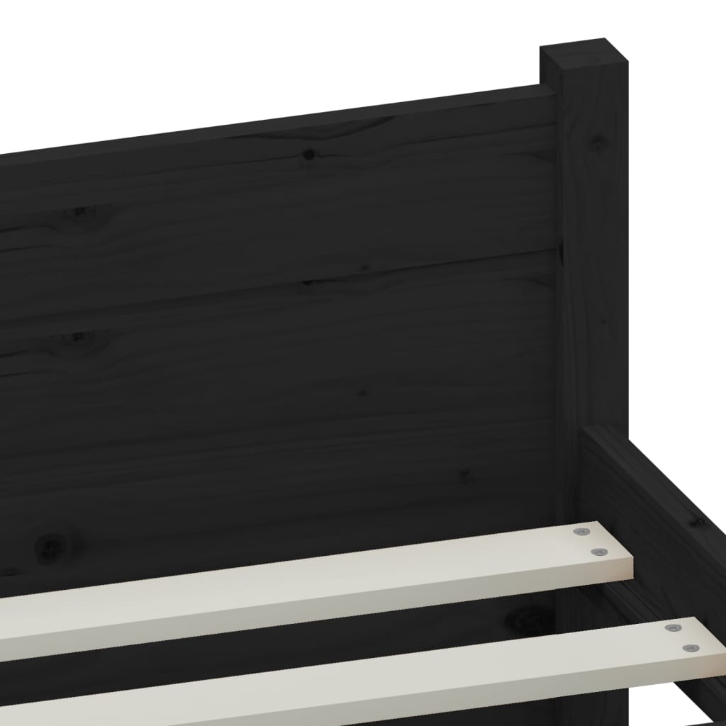 Bedframe Massief Hout Zwart 140X200 Cm