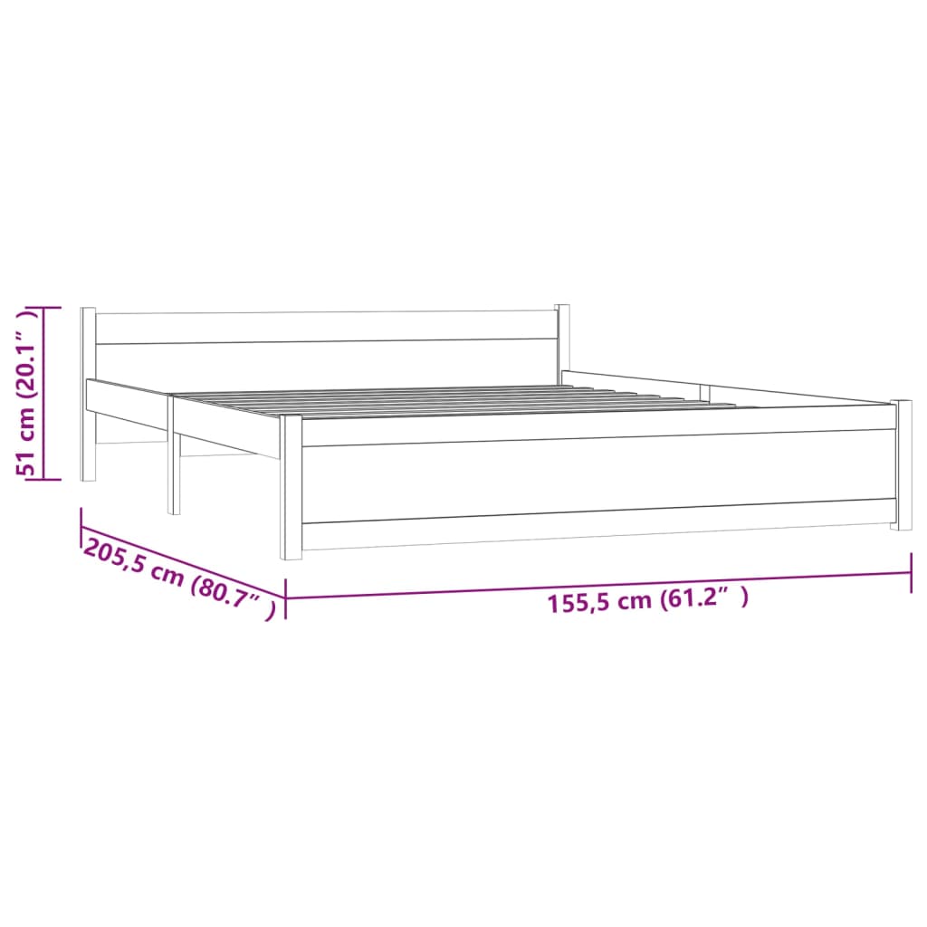 Bedframe Massief Hout 150X200 Cm 5Ft King Size