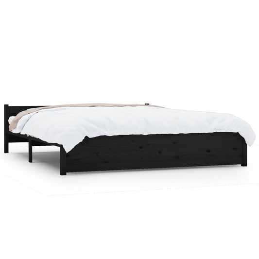 Bedframe Massief Hout Zwart 160X200 Cm