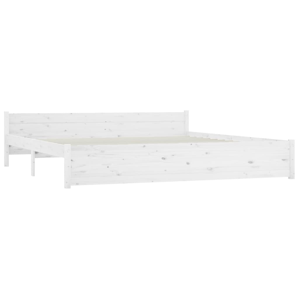 Bedframe Massief Hout Wit 180X200 Cm 6Ft Super King