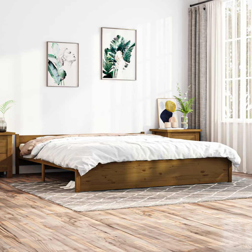 Bedframe Massief Hout Honingbruin 180X200 Cm 6Ft Super King