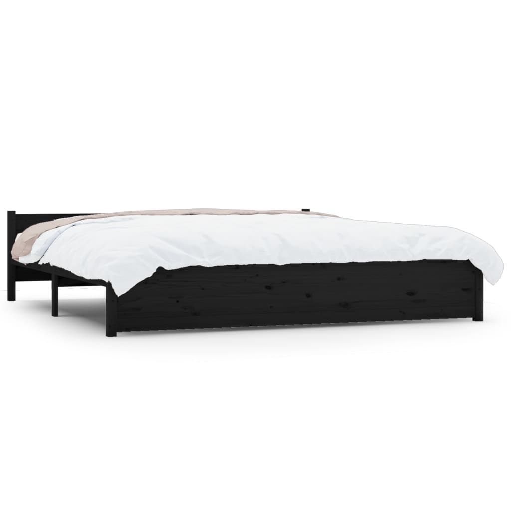 Bedframe Massief Hout Zwart 180X200 Cm 6Ft Super King