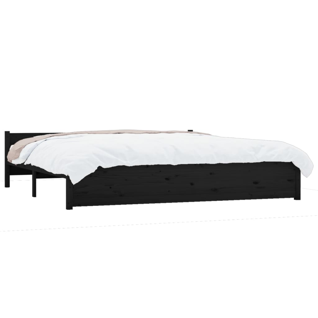 Bedframe Massief Hout Zwart 180X200 Cm 6Ft Super King