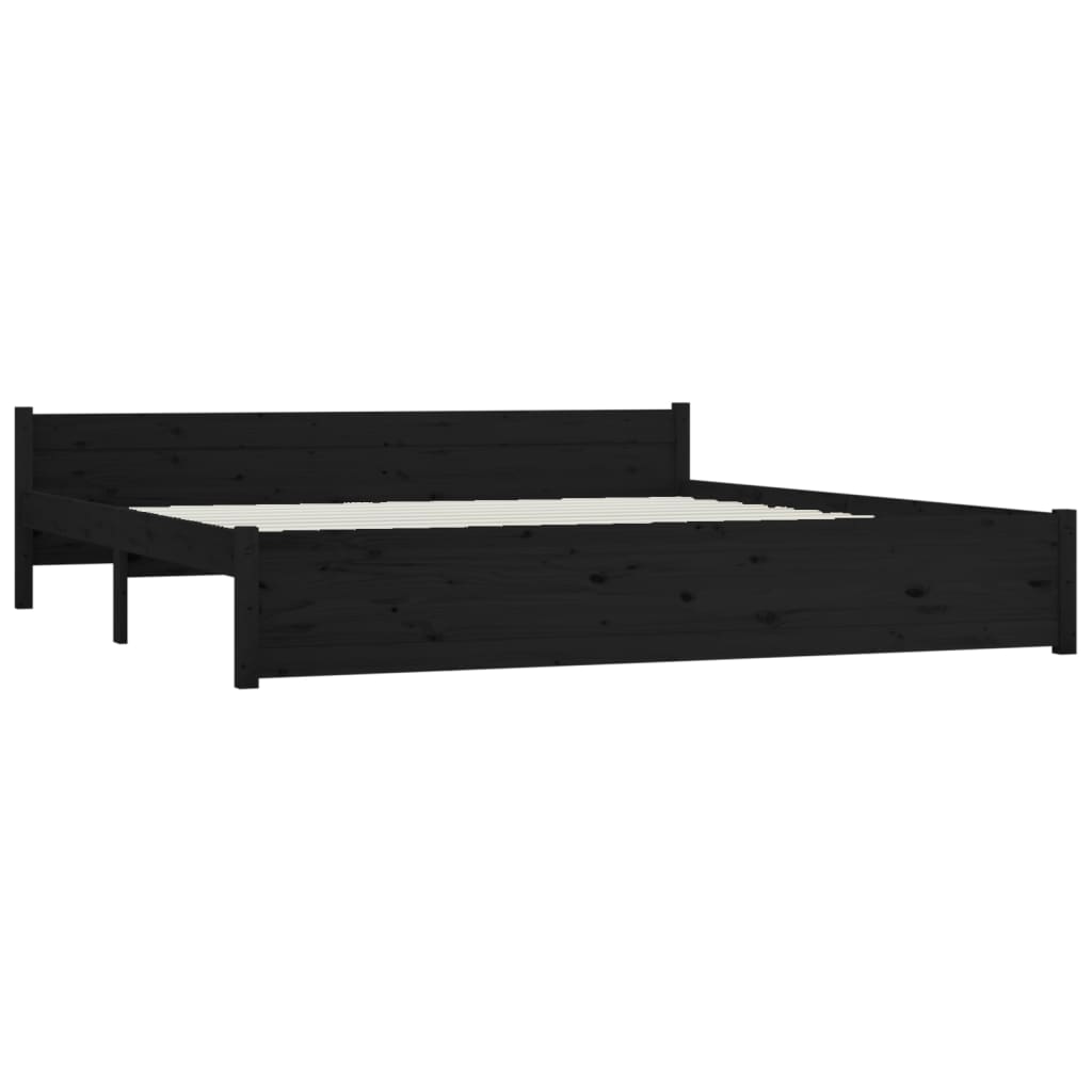 Bedframe Massief Hout Zwart 180X200 Cm 6Ft Super King