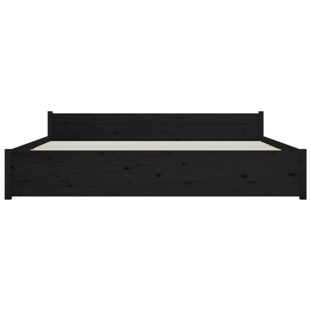 Bedframe Massief Hout Zwart 180X200 Cm 6Ft Super King