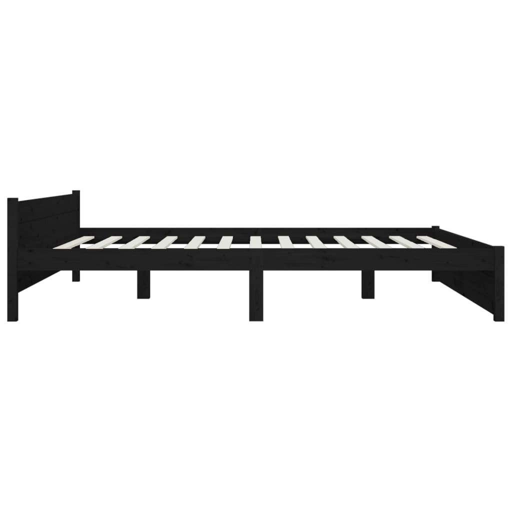 Bedframe Massief Hout Zwart 180X200 Cm 6Ft Super King