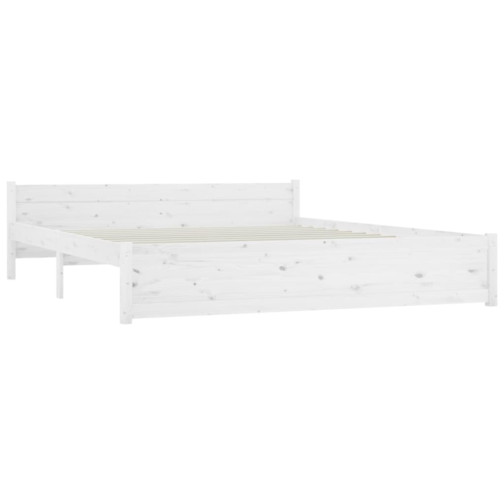 Bedframe Massief Hout Wit 200X200 Cm