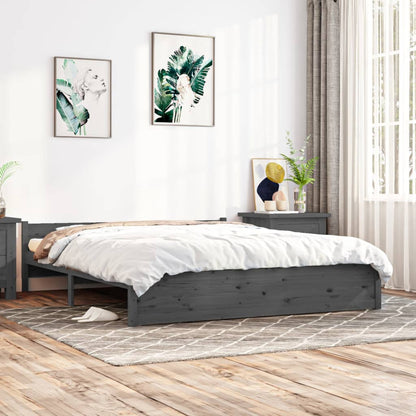 Bedframe Massief Hout Grijs 200X200 Cm