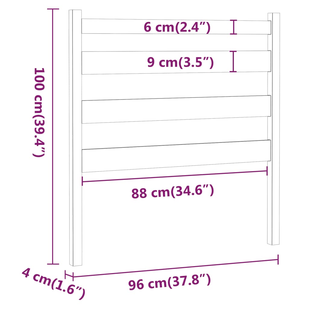Hoofdbord 96X4X100 Cm Massief Grenenhout Grijs