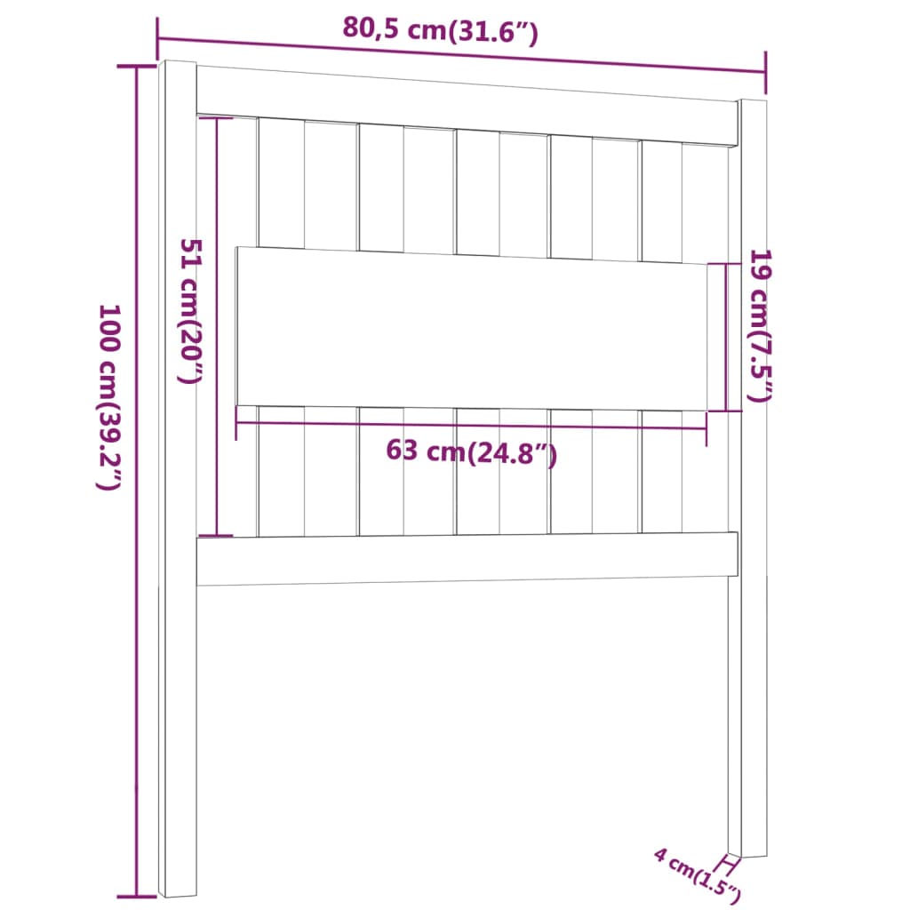 Hoofdbord 80,5X4X100 Cm Massief Grenenhout Wit