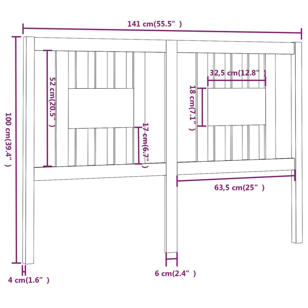 Hoofdbord 141X4X100 Cm Massief Grenenhout Honingbruin