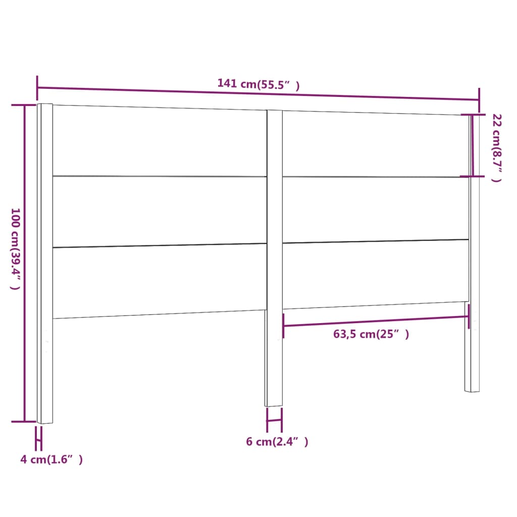 Hoofdbord 141X4X100 Cm Massief Grenenhout