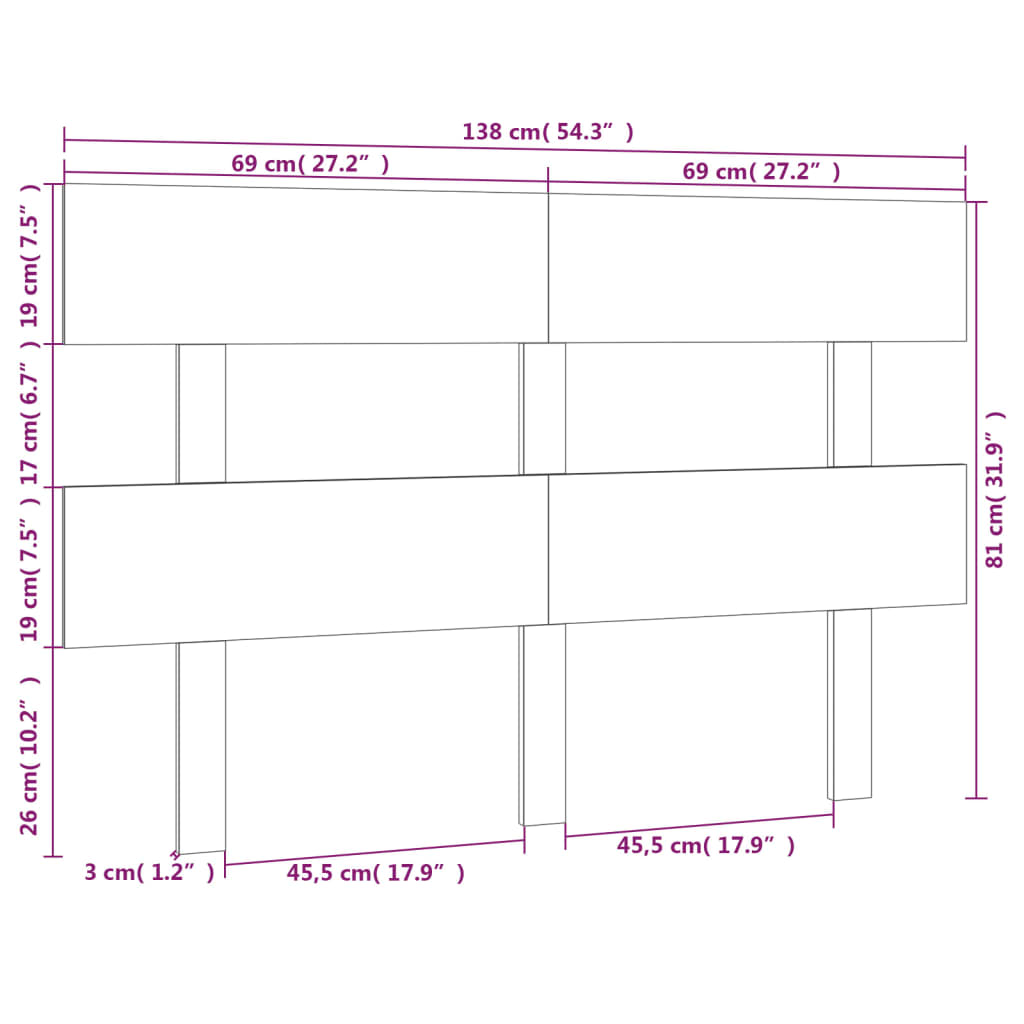 Hoofdbord 138X3X81 Cm Massief Grenenhout Wit