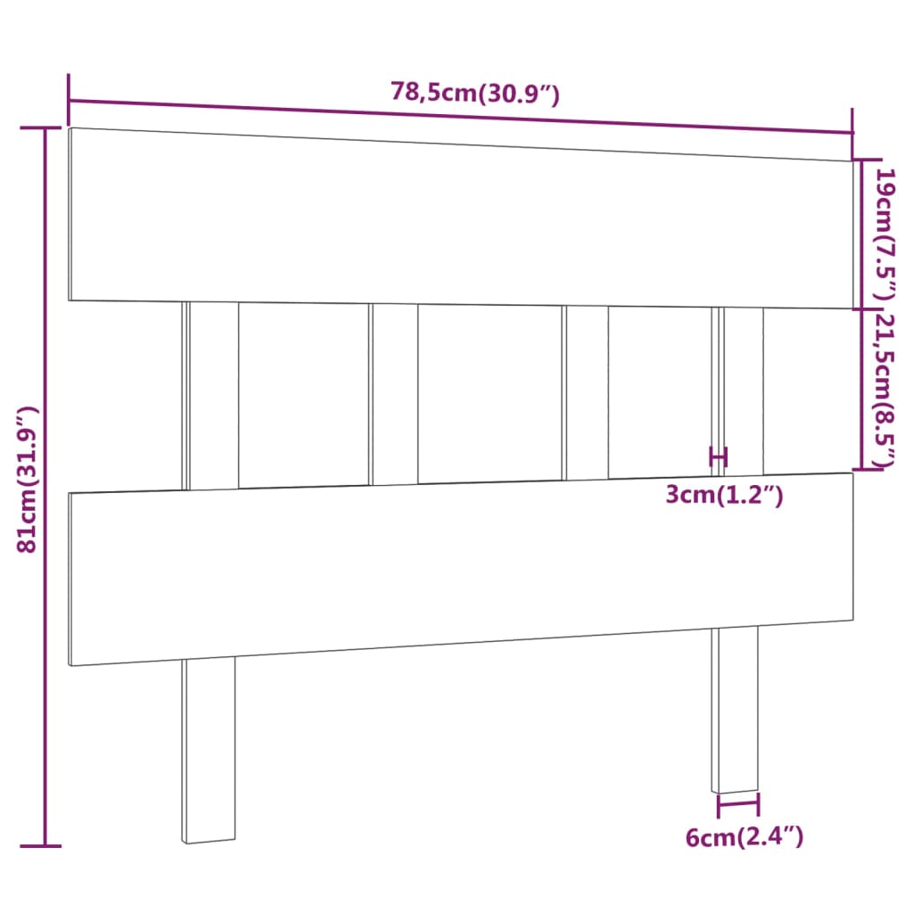 Hoofdbord 78,5X3X81 Cm Massief Grenenhout Wit