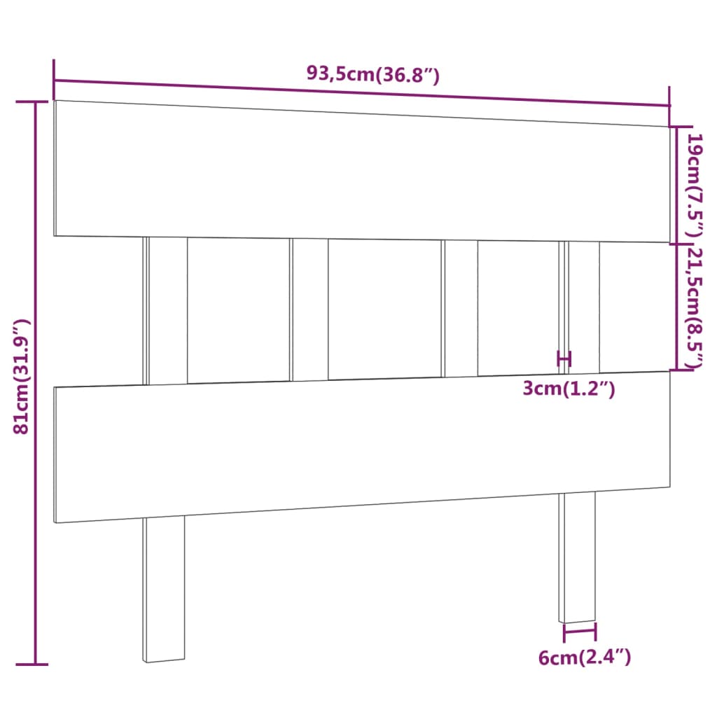 Hoofdbord 93,5X3X81 Cm Massief Grenenhout Honingbruin