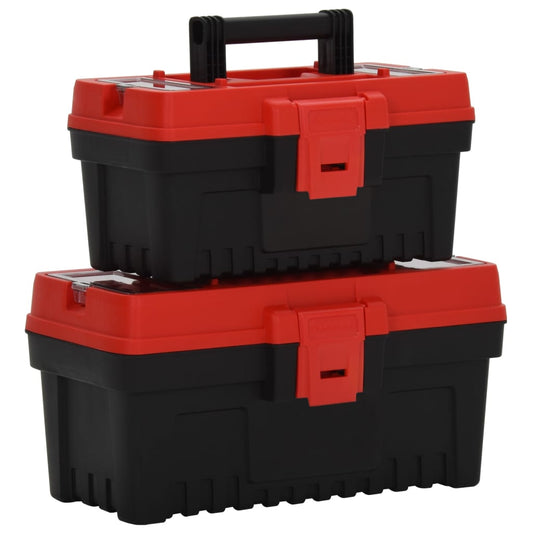 2 St Gereedschapskisten Polypropeen Zwart En Rood