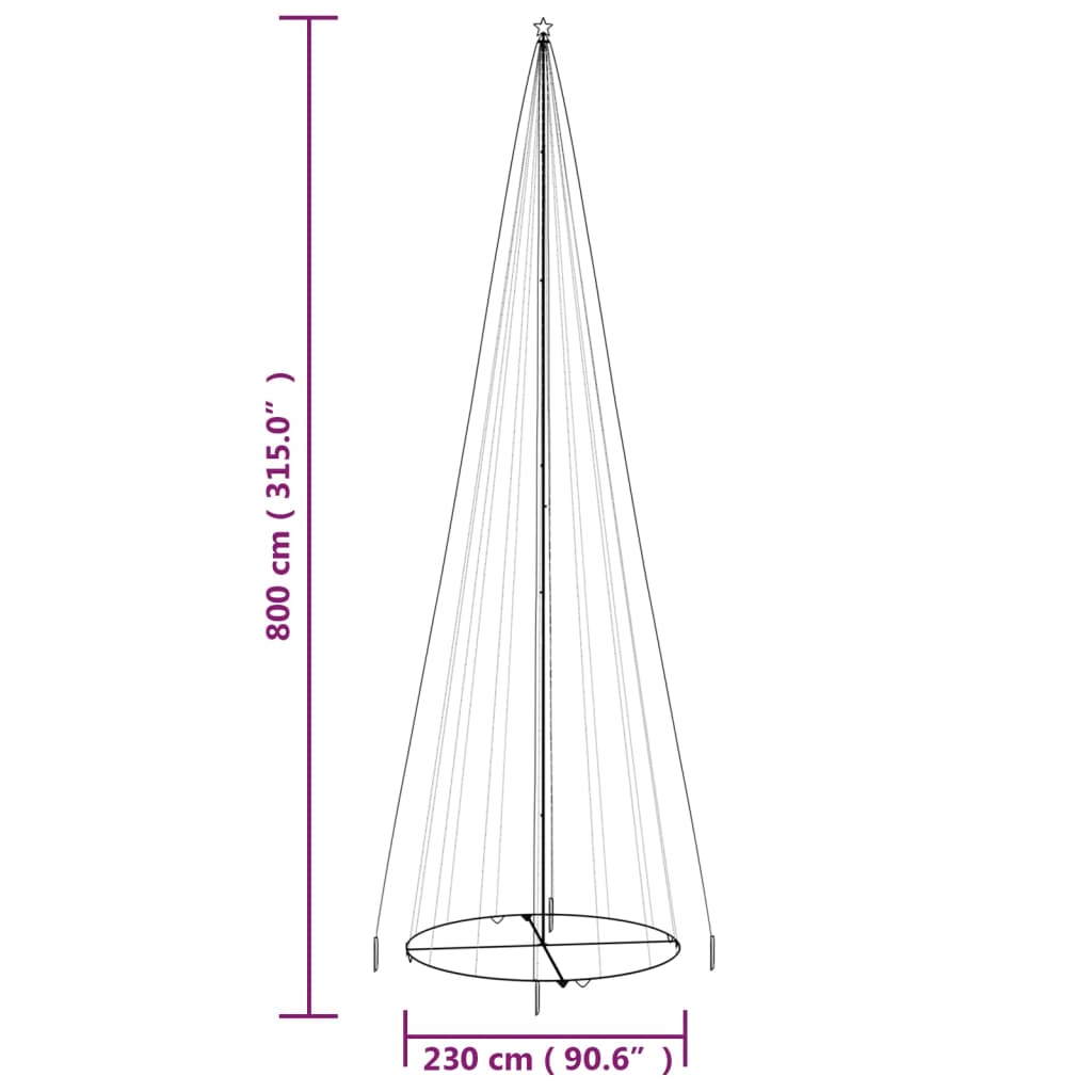 Kegelkerstboom 1134 Led's Koudwit 230X800 Cm