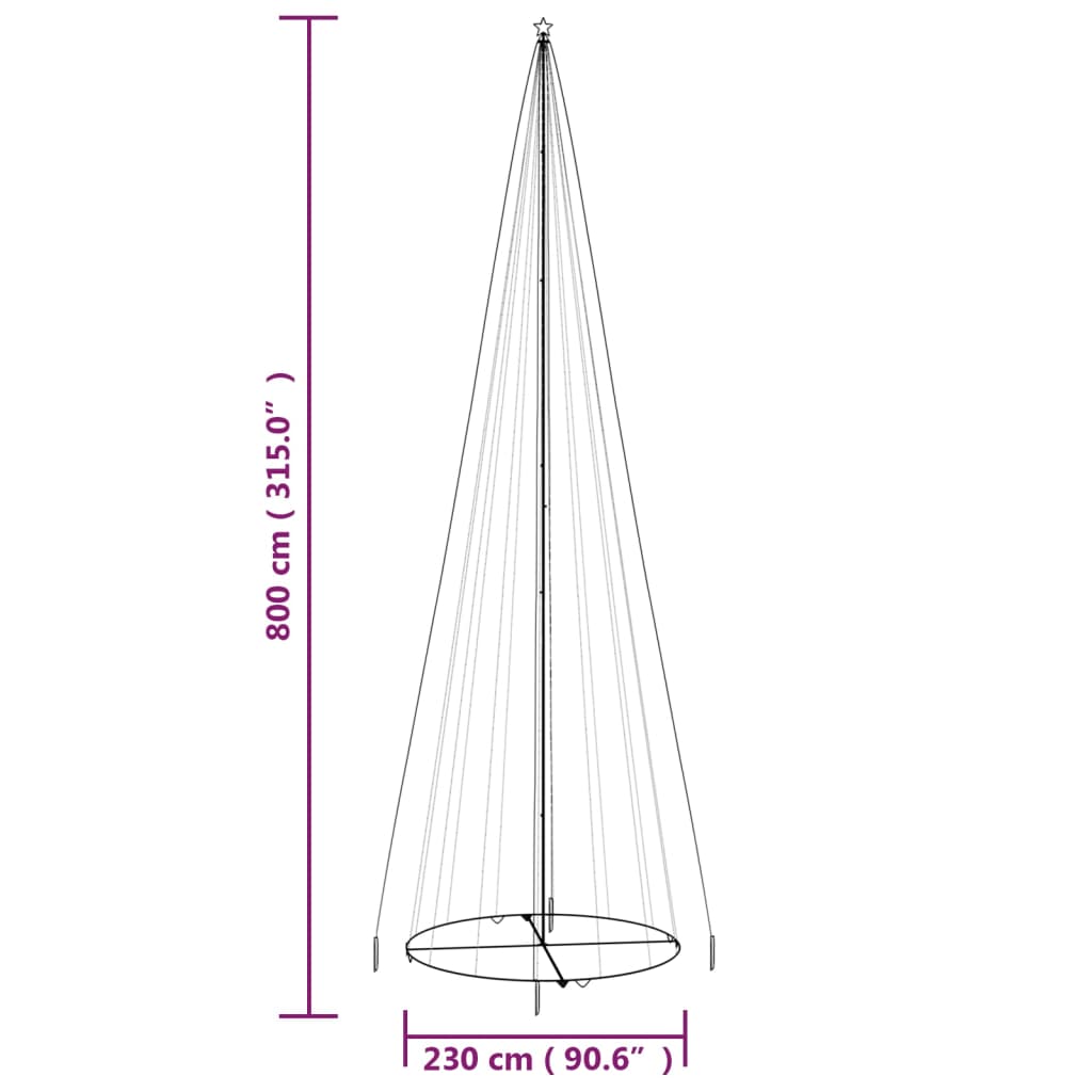 Kegelkerstboom 1134 Led's Blauw 230X800 Cm