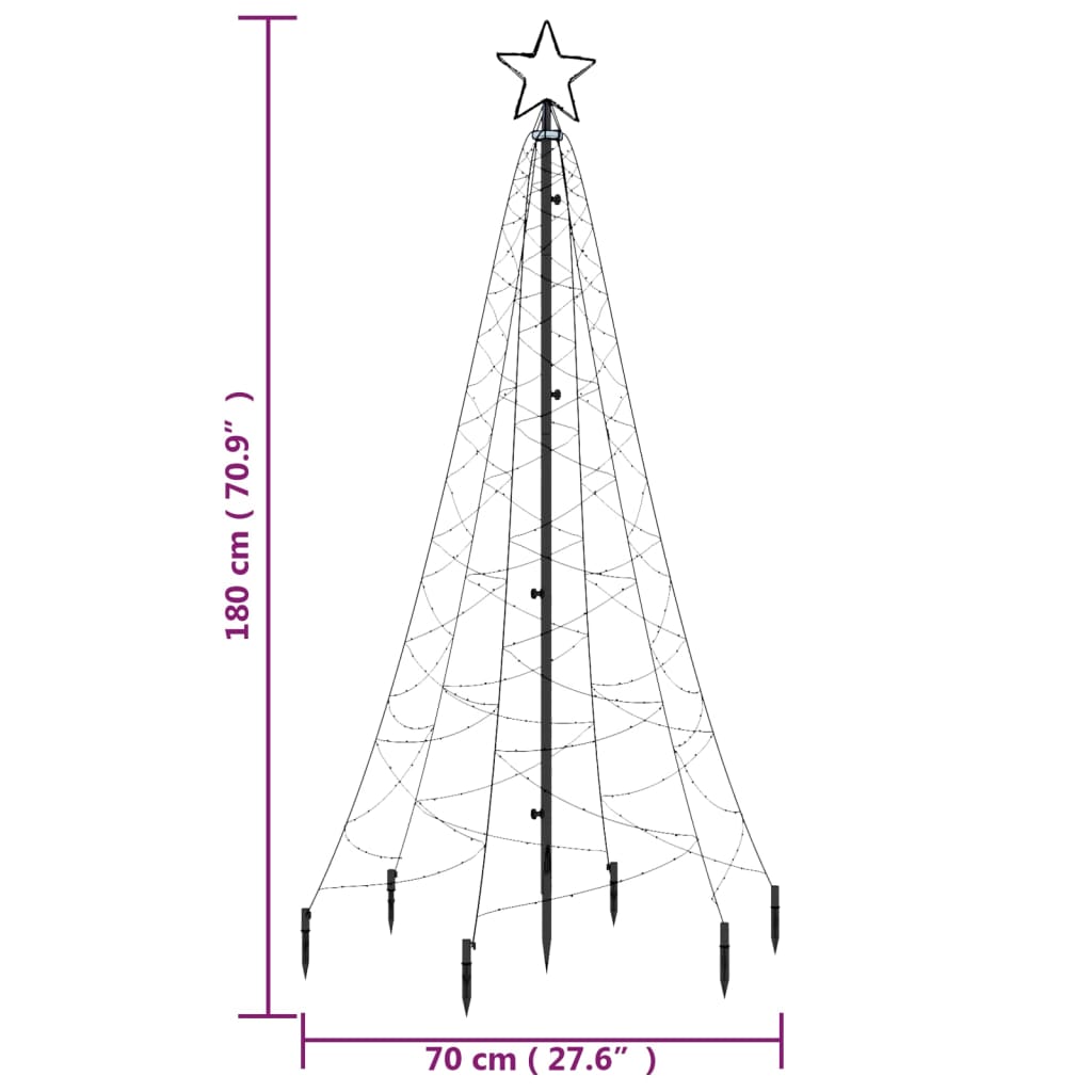 Kerstboom Met Grondpin 200 Led's Meerkleurig 180 Cm