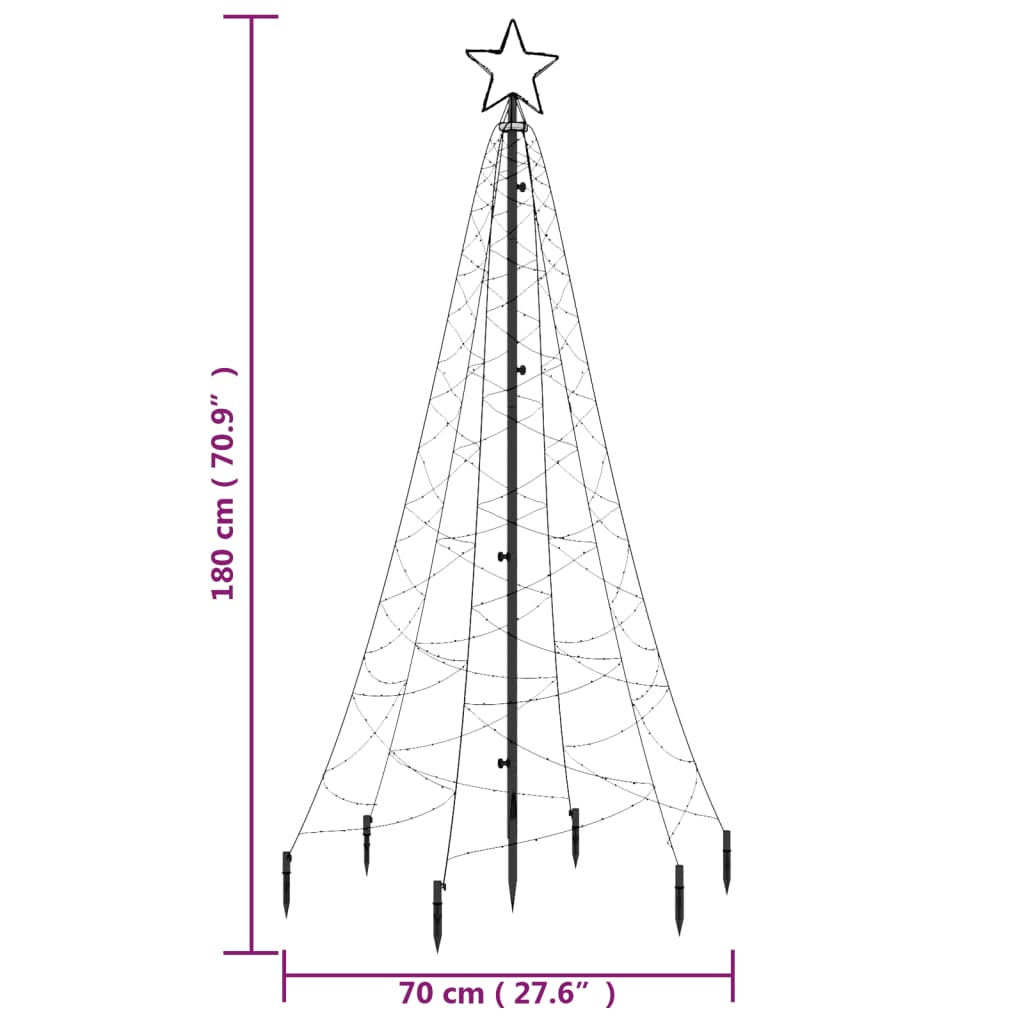 Kerstboom Met Grondpin 200 Led's Blauw 180 Cm