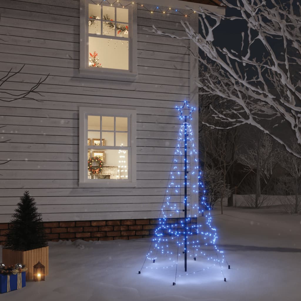 Kerstboom Met Grondpin 200 Led's Blauw 180 Cm