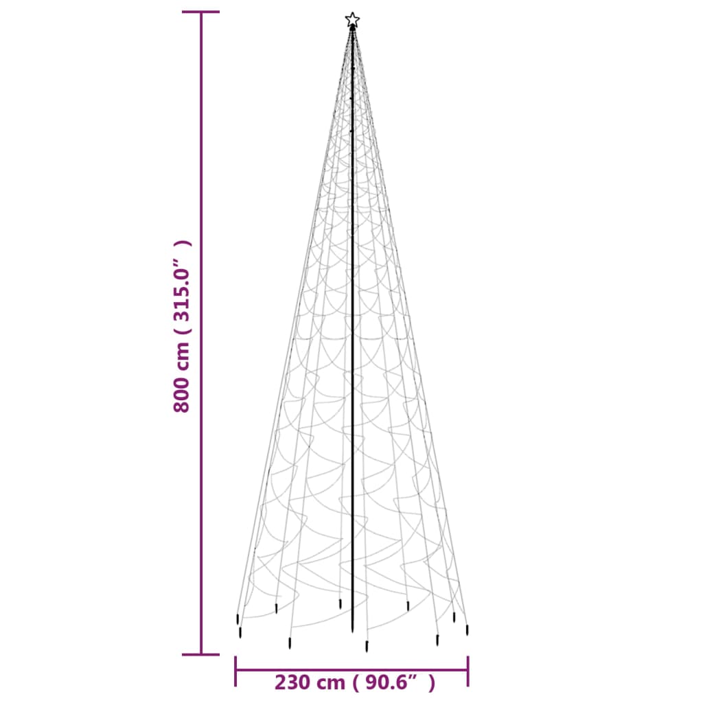 Kerstboom Met Grondpin 3000 Led's Koudwit 800 Cm