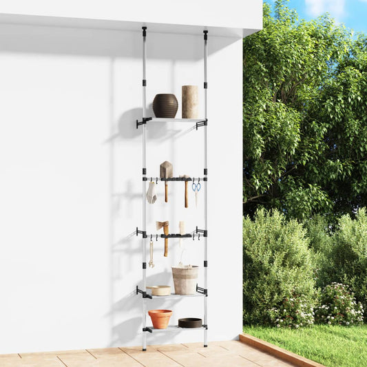 Tuinrek Met 3 Schappen Telescopisch Aluminium Zilverkleurig
