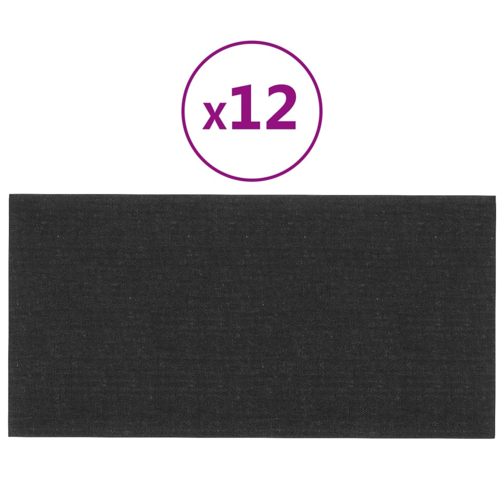 Wandpanelen 12 St 0,54 M² 30X15 Cm Stof Zwart