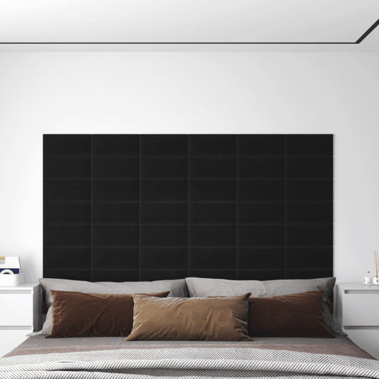Wandpanelen 12 St 0,54 M² 30X15 Cm Stof Zwart