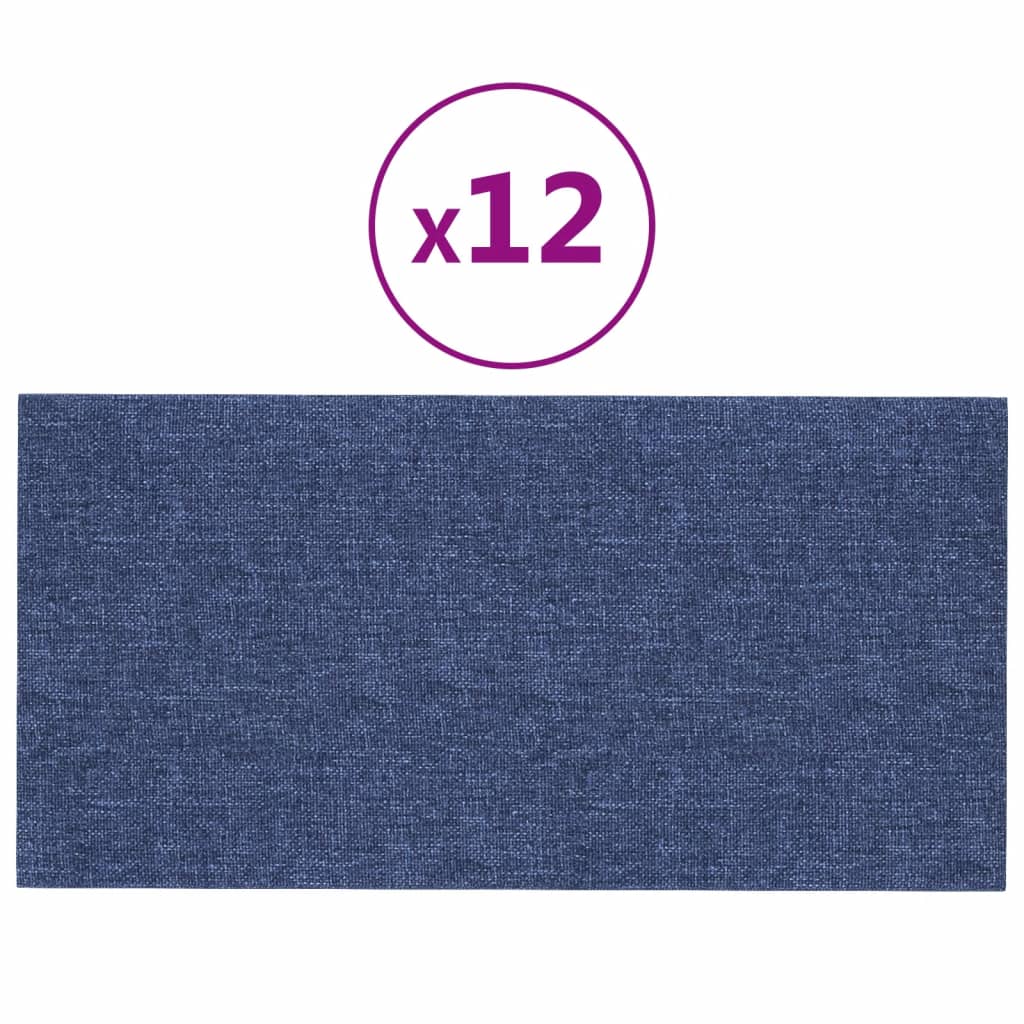 Wandpanelen 12 St 0,54 M² 30X15 Cm Stof Blauw