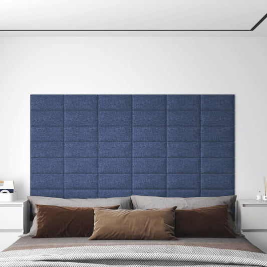 Wandpanelen 12 St 0,54 M² 30X15 Cm Stof Blauw
