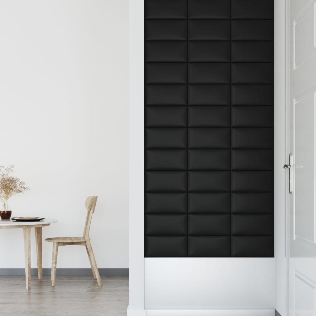 Wandpanelen 12 St 0,54 M² 30X15 Cm Kunstleer Zwart