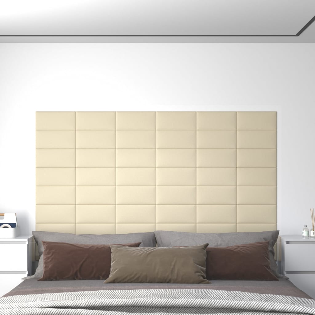 Wandpanelen 12 St 0,54 M² 30X15 Cm Kunstleer Crèmekleurig