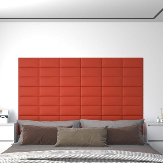 Wandpanelen 12 St 0,54 M² 30X15 Cm Kunstleer Rood