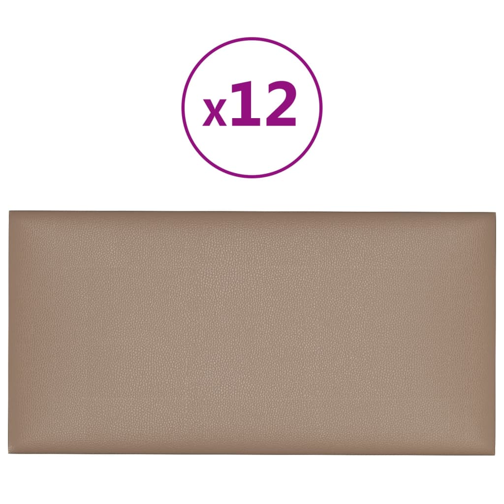 Wandpanelen 12 St 0,54 M² 30X15 Cm Kunstleer Cappuccinokleurig