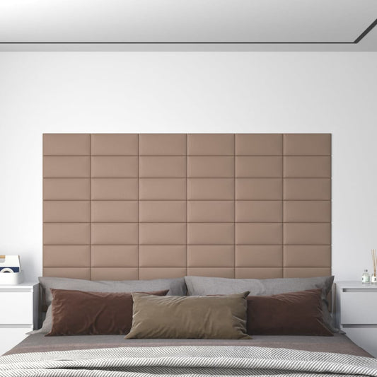Wandpanelen 12 St 0,54 M² 30X15 Cm Kunstleer Cappuccinokleurig