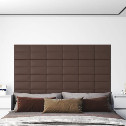 Wandpanelen 12 St 0,54 M² 30X15 Cm Kunstleer Bruin