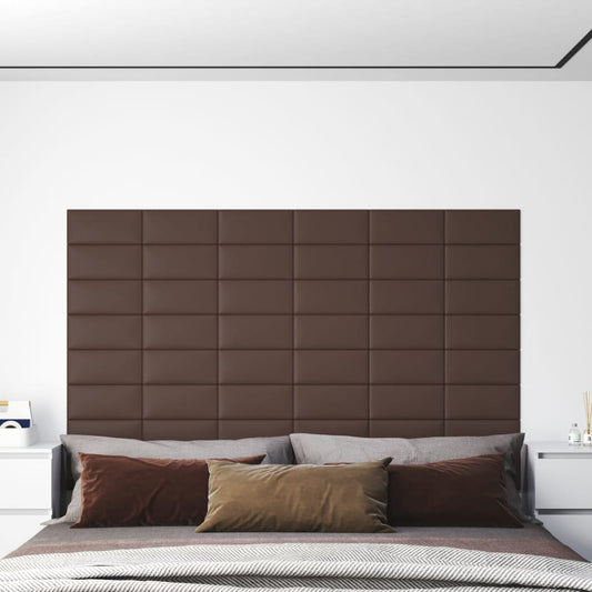 Wandpanelen 12 St 0,54 M² 30X15 Cm Kunstleer Bruin