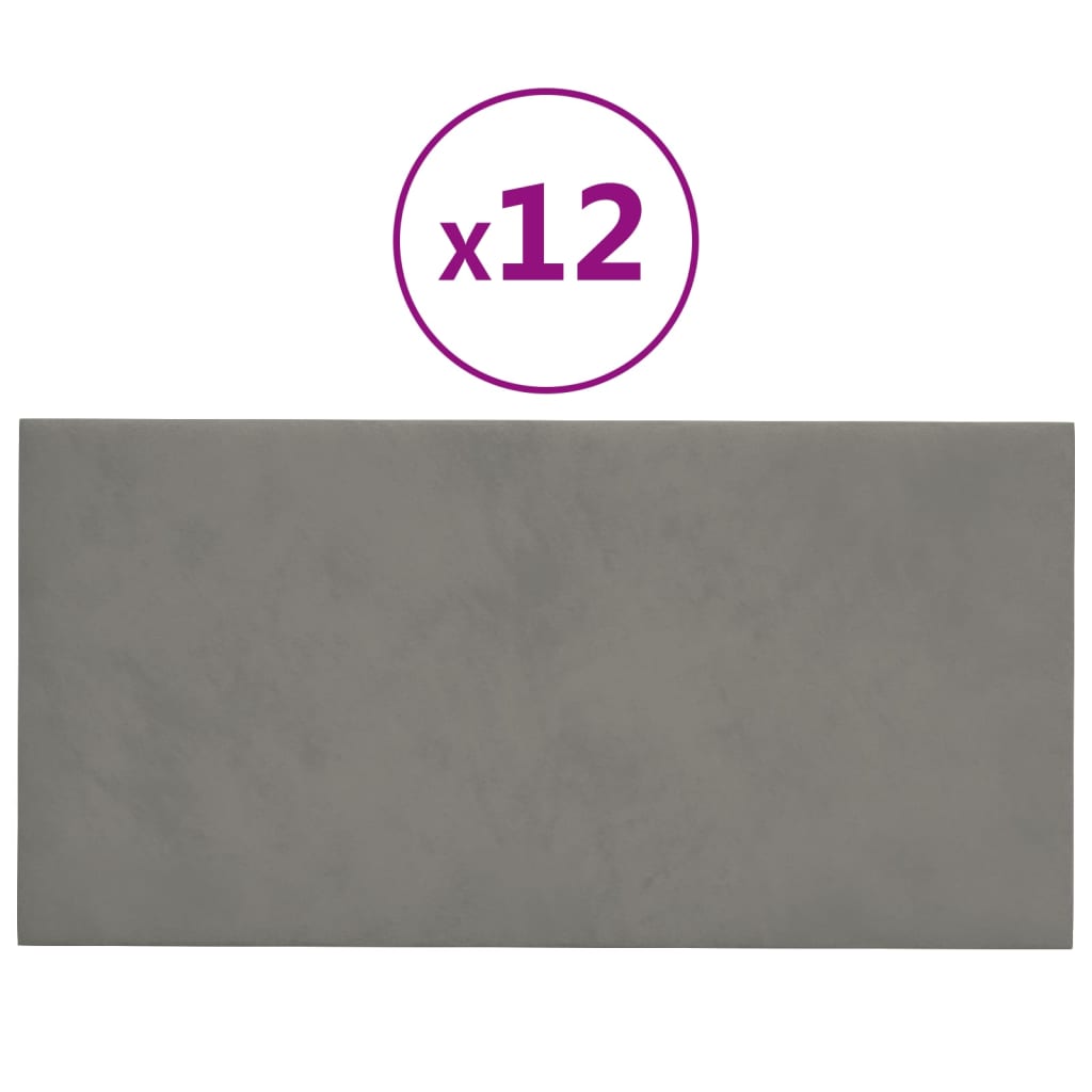 Wandpanelen 12 St 0,54 M² 30X15 Cm Fluweel Lichtgrijs