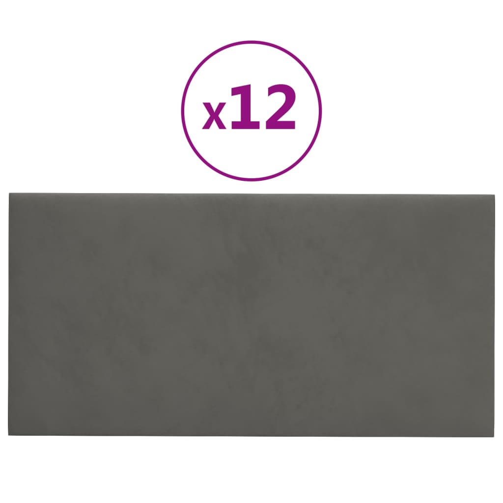 Wandpanelen 12 St 0,54 M² 30X15 Cm Fluweel Donkergrijs