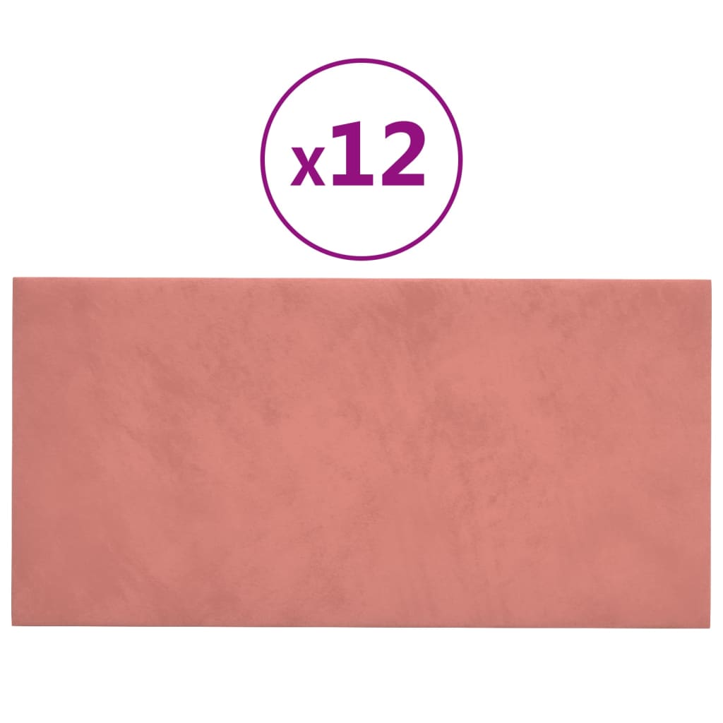 Wandpanelen 12 St 0,54 M² 30X15 Cm Fluweel Roze