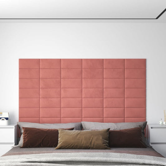 Wandpanelen 12 St 0,54 M² 30X15 Cm Fluweel Roze